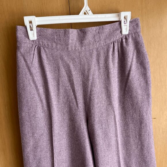 Vintage Lavender Wool-Blend High-Rise Pants V-Waist Front, Wide Leg (Fits 8–10) - Picture 8 of 14